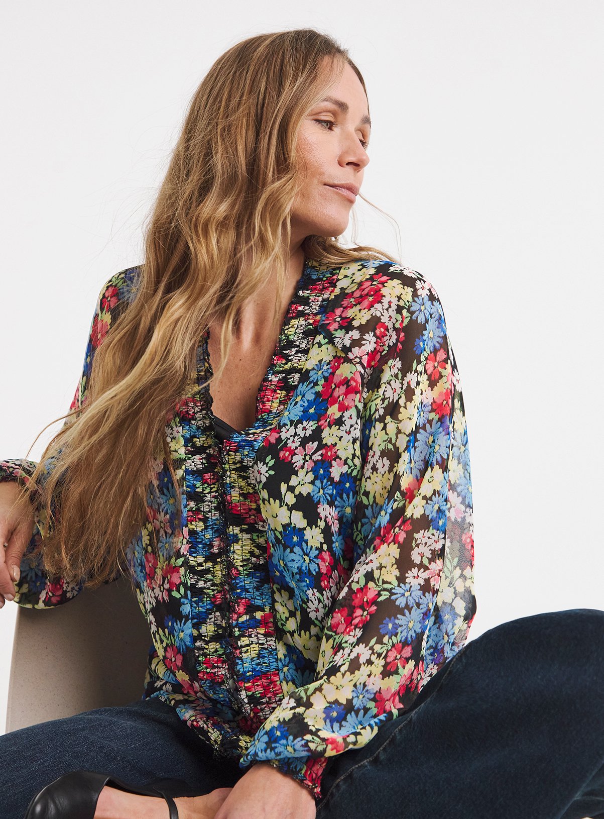 JD WILLIAMS Shirred Georgette Blouse 32 - Image 1 thumbnail